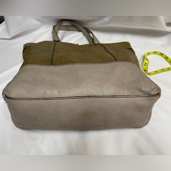 Fossil Tote Large Bag Purse Handbag Pebbled Two-Tone Brown Leather - Picture 11 of 17